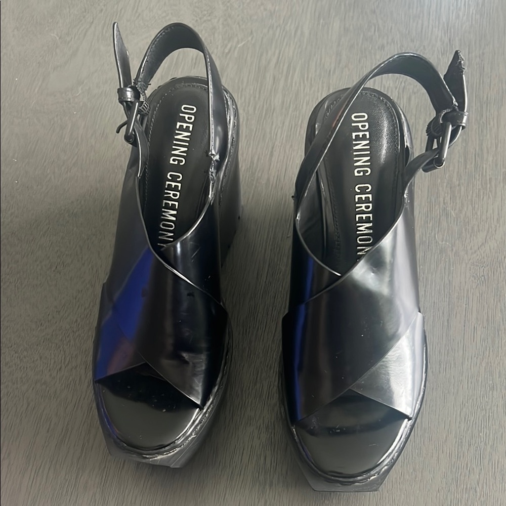 Opening Ceremony Glossy Black Platform Heels